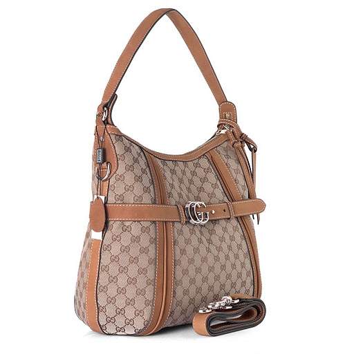 1:1 Gucci 247185 GG Running Medium Hobo Bags-Brown Fabric